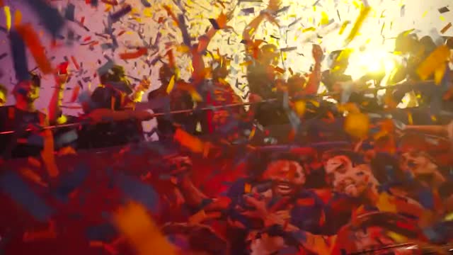 Barcelona goes wild at trophy parade
